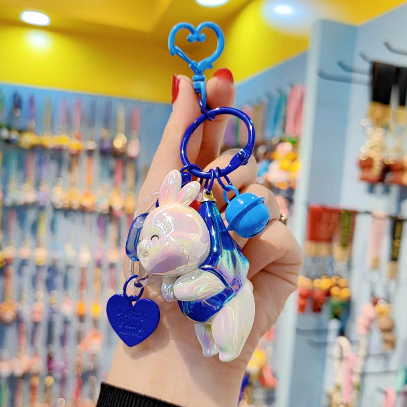 Wholesale Acrylic Electroplating Colorful Rabbit Keychain